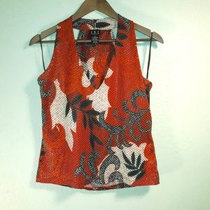 INC Red and Black Racer Back Top size LG 002